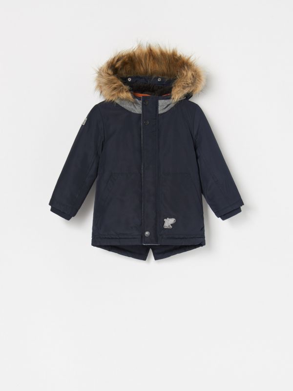 Jacket with faux fur - navy - WB778-59X - RESERVED