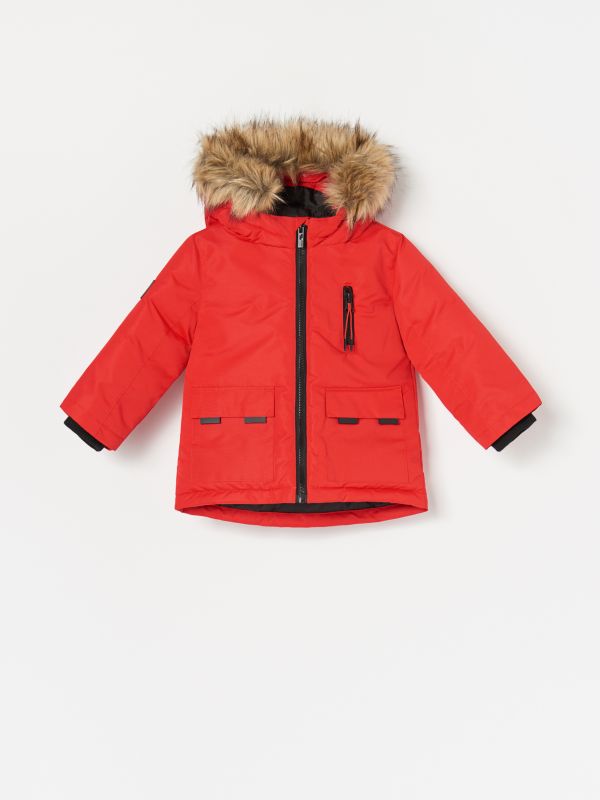 Gefütterte Jacke mit Kapuze - rot - WB782-33X - RESERVED