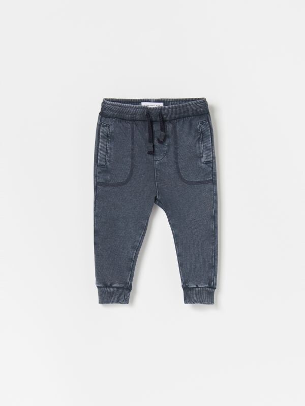 Trousers with wash effect - navy - WC571-59X - RESERVED