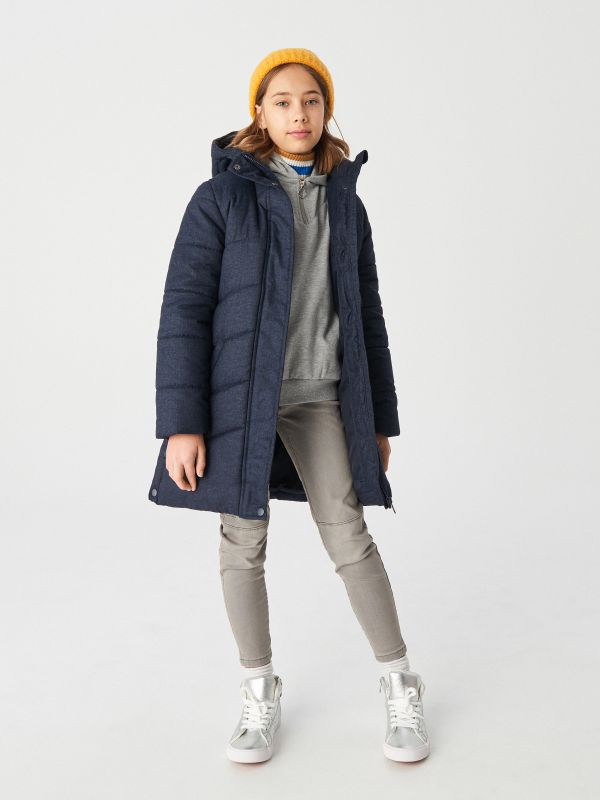 Insulated coat with hood - navy - WD909-59M - RESERVED