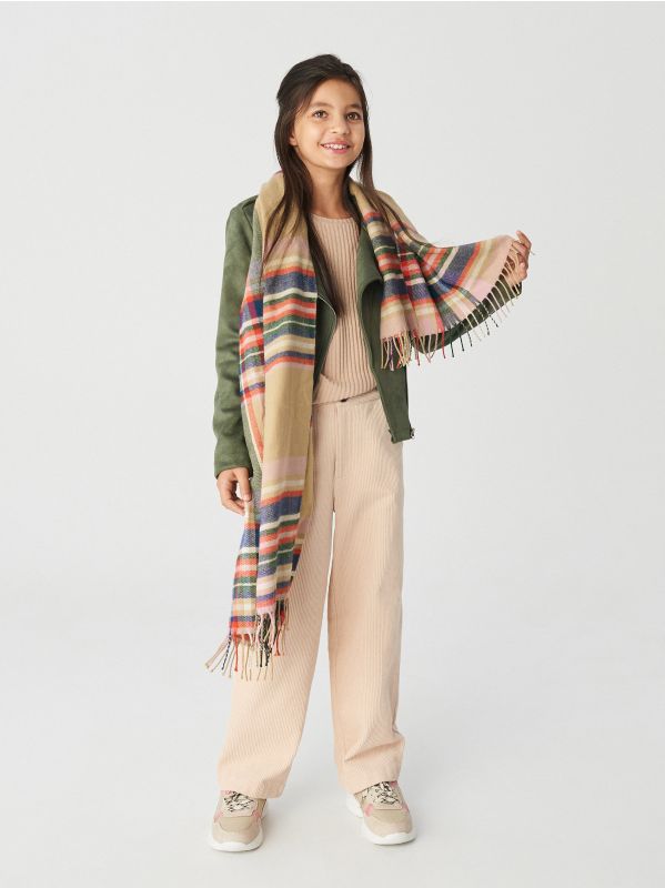 Striped muffler - beige - WF253-80X - RESERVED