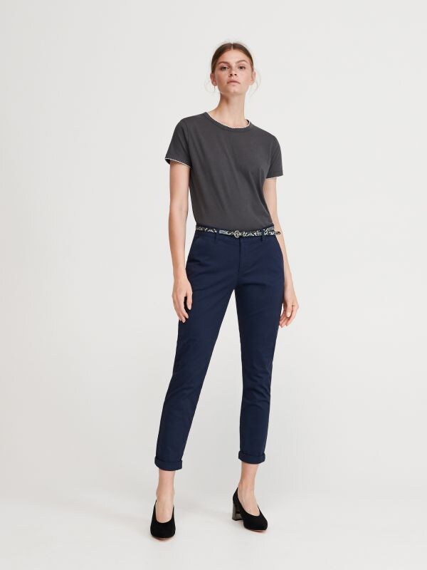 Chino trousers with belt - navy - WF876-59X - RESERVED