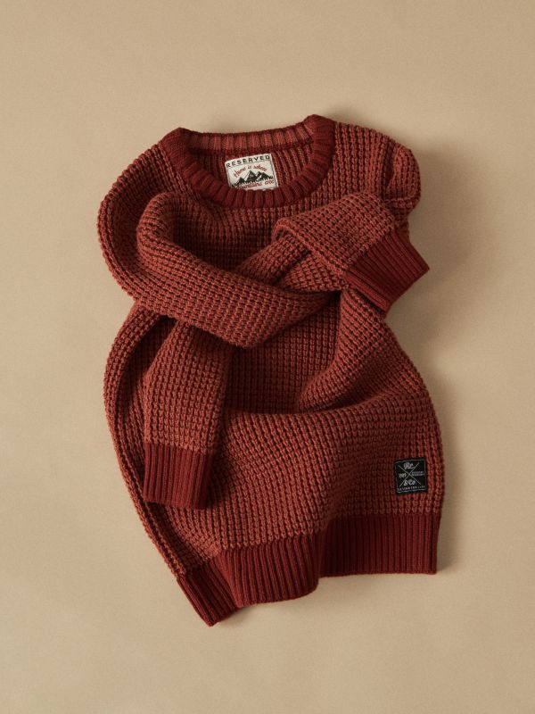 Bawełniany sweter - brązowy - WG119-83M - RESERVED