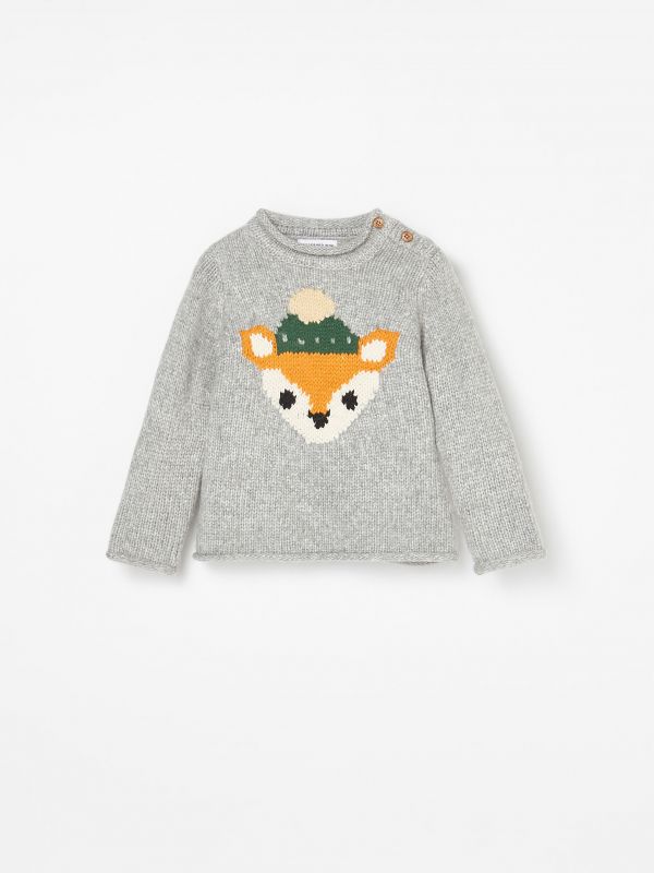 Pullover mit Rentier - grau - WG166-09M - RESERVED