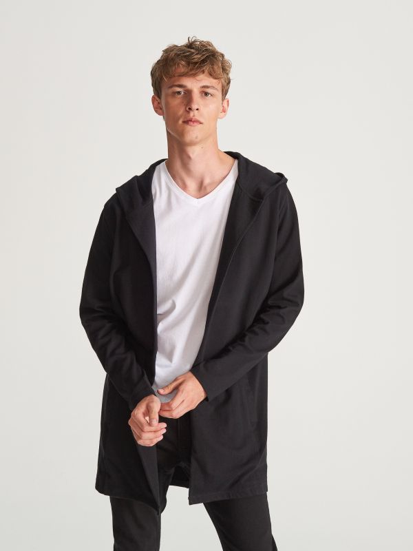 Longline hoodie - black - WG429-99X - RESERVED