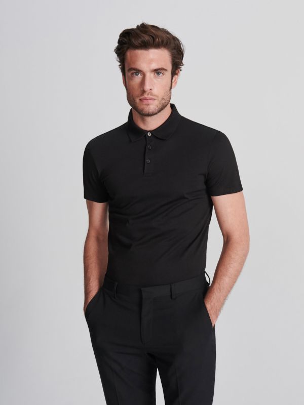 Pima cotton polo shirt - black - WG454-99X - RESERVED
