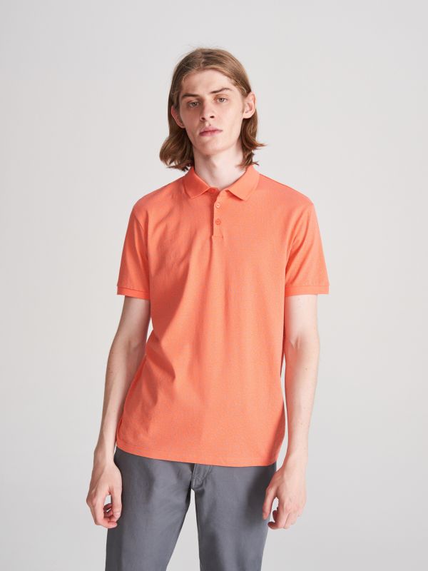 Polo regular fit con micro stampa - Arancione - WG462-32X - RESERVED