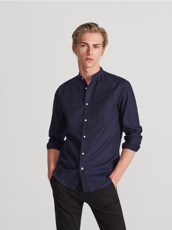 Shirt in organic cotton - navy - WG565-59X - RESERVED
