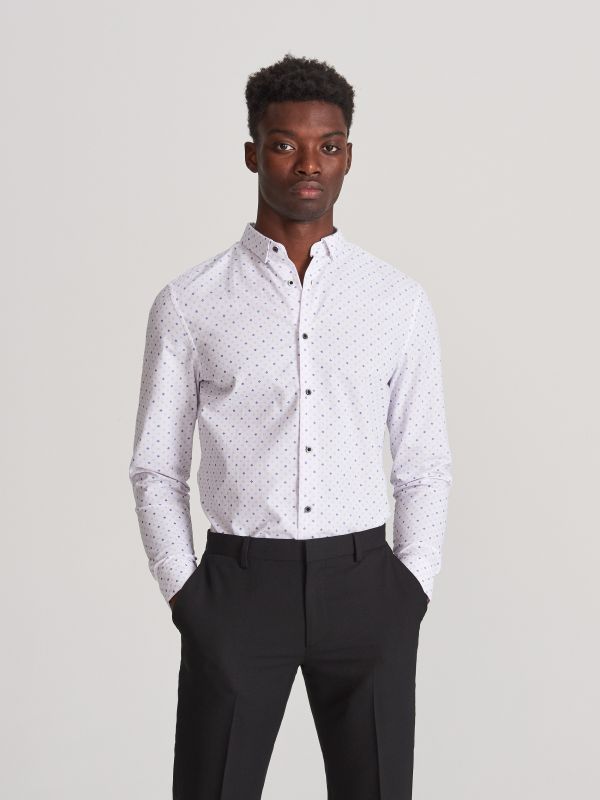 Gemustertes Hemd Slim Fit - weiss - WG645-00P - RESERVED
