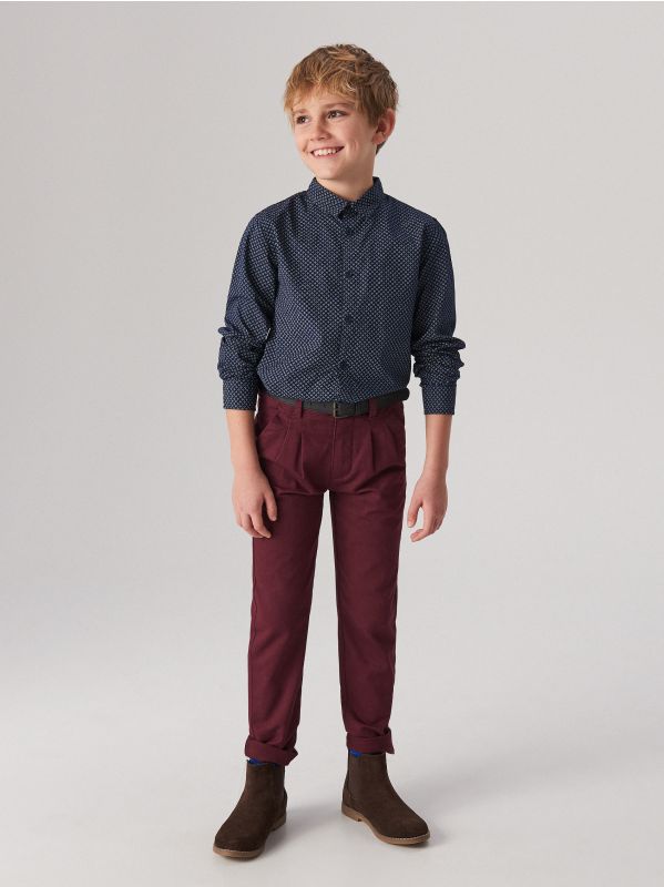 Pantalon chino à ceinture - Marron - WK710-83X - RESERVED