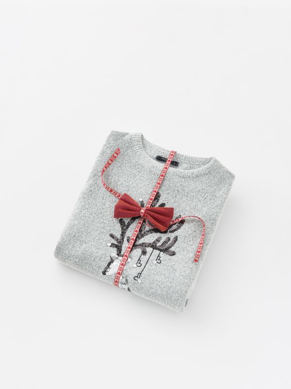 Sweter z cekinowym wzorem - szary - WK825-09M - RESERVED