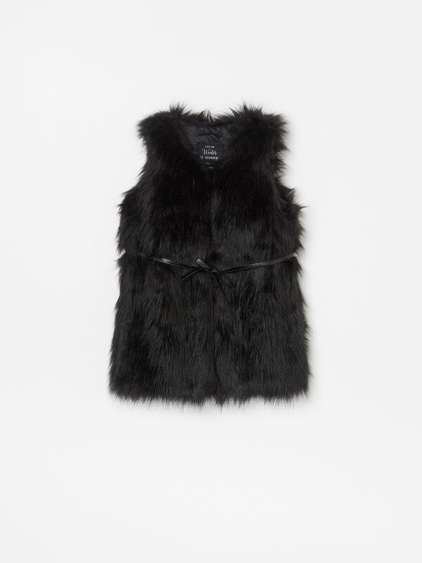 Faux fur vest - black - WO020-99X - RESERVED