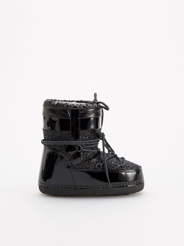 Faux shearling ankle boots - black - WO111-99X - RESERVED