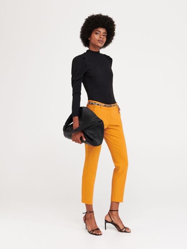 Pantalon cigarette avec ceinture - Jaune - WQ526-18X - RESERVED
