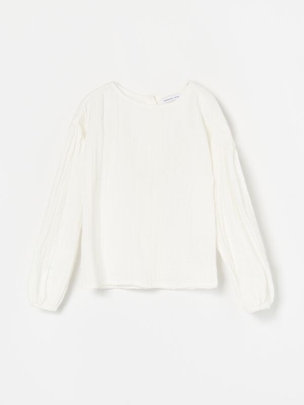 Gathered fabric blouse - ivory - WR676-01X - RESERVED