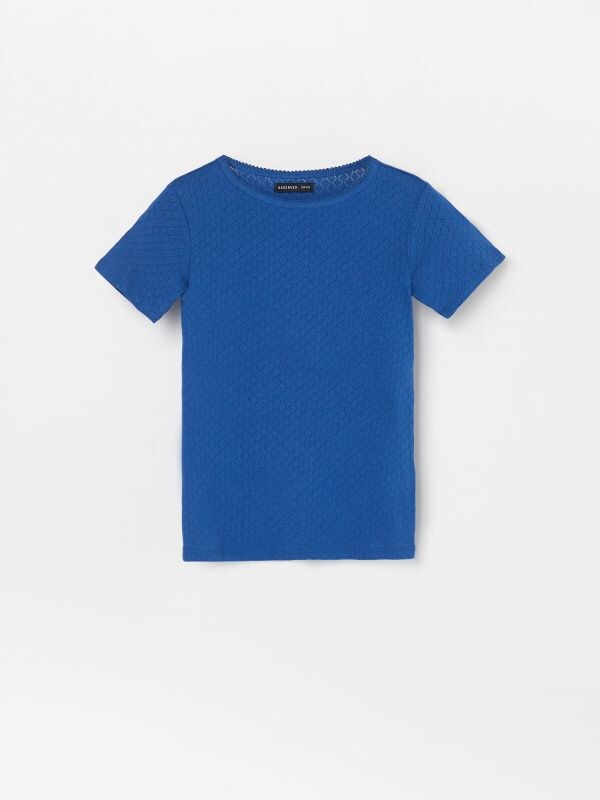 T-shirt in structured jersey - navy - WS417-59X - RESERVED