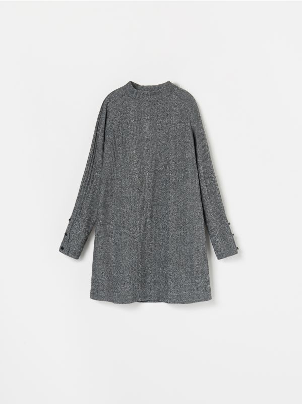 Dress in ribbed jersey - black - WS530-99X - RESERVED
