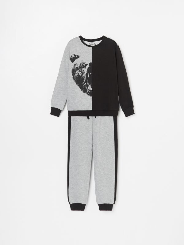 Pyjama-Set mit langer Hose, aus Baumwolle - schwarz - WS636-99X - RESERVED