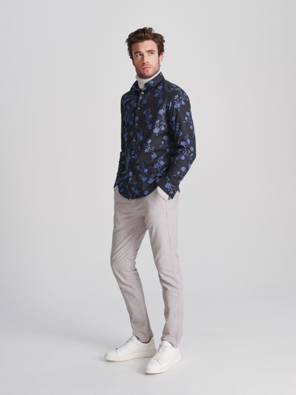 Сорочка slim fit з візерунком - темно-синій - WS829-59X - RESERVED