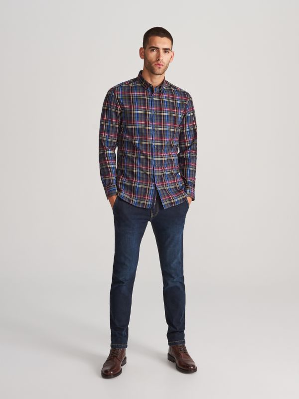 Koszula regular fit w kratę - szary - WS843-90X - RESERVED
