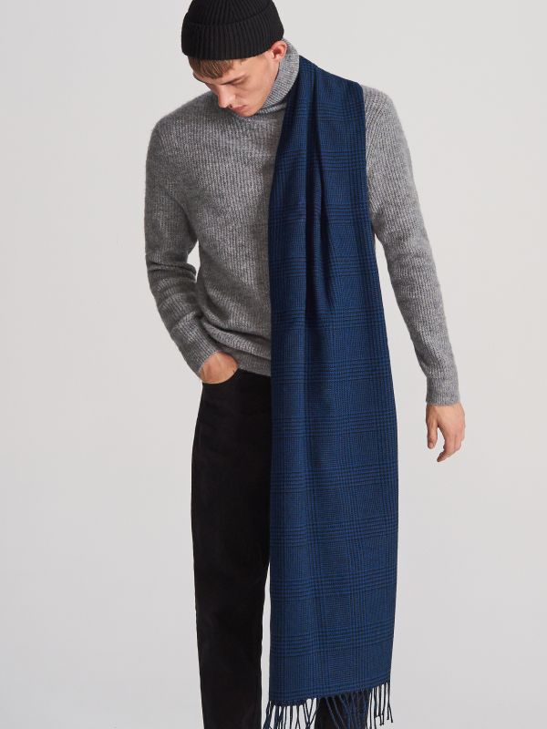 Check scarf - navy - WT870-59X - RESERVED