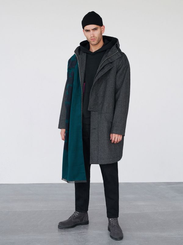 Coat with wool - grey - WX011-85M - RESERVED