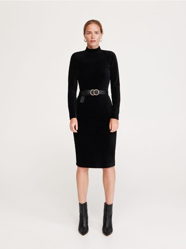 Rib knit dress - black - WY484-99X - RESERVED