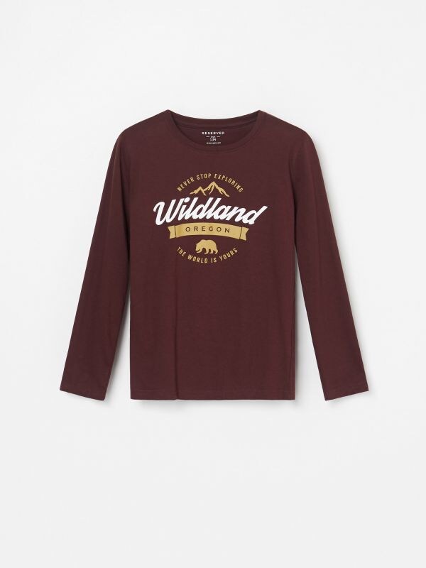 Camicia in cotone con stampa - Bordeaux - WZ654-93X - RESERVED