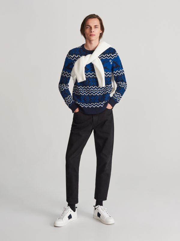 Sweter ze świątecznym wzorem - granatowy - XC831-59P - RESERVED