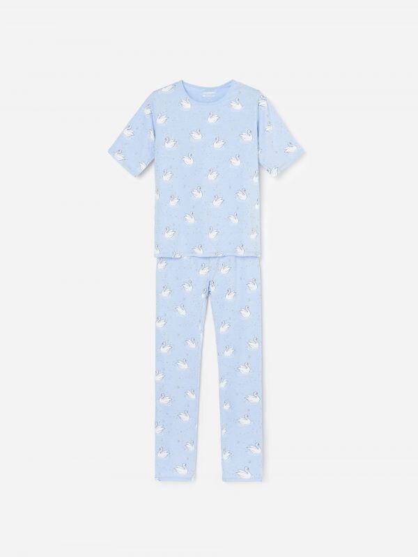 Pijama de dos piezas con camiseta de manga corta - Azul - XD021-50M - RESERVED