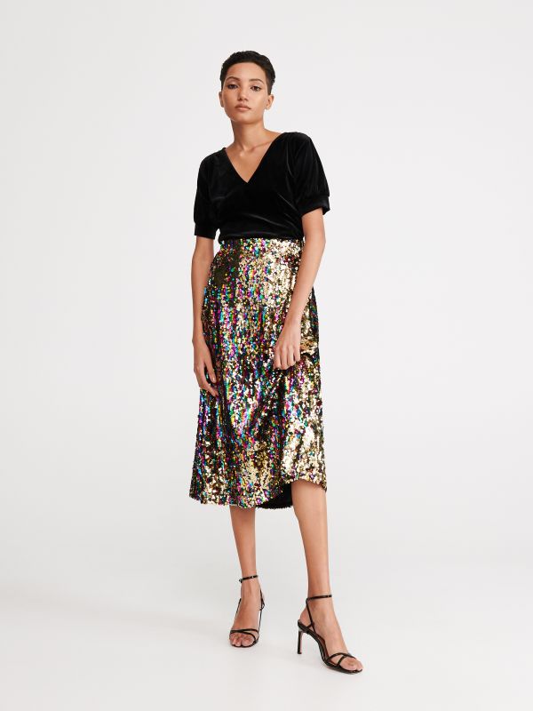 Falda de lentejuelas reversibles - Multicolor - XD317-MLC - RESERVED