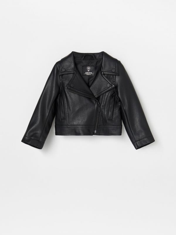 Mākslīgās ādas Biker stila jaka - melns - XD760-99X - RESERVED
