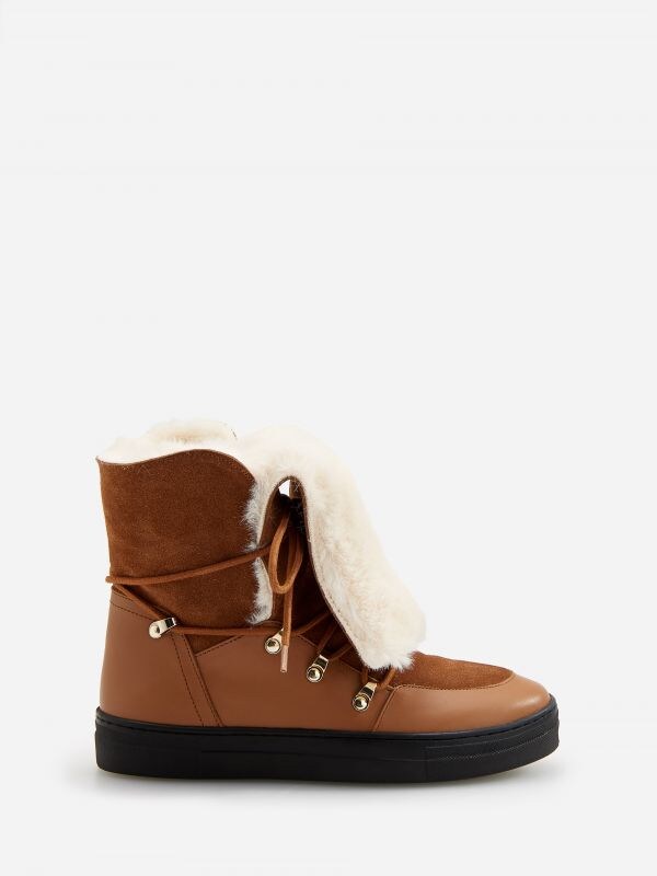 Insulated leather ankle boots - brown - XG247-88X - RESERVED