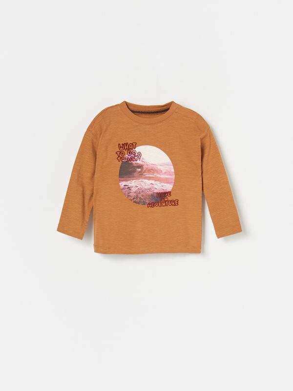 Fine stripe long sleeve T-shirt - brown - XI581-82X - RESERVED