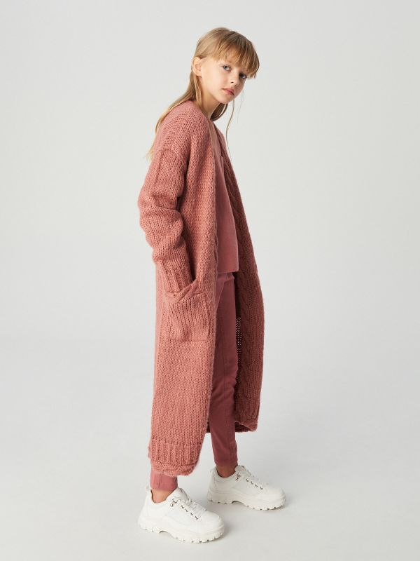 Longline cardigan with decorative trimming - pink - XI675-38X - RESERVED