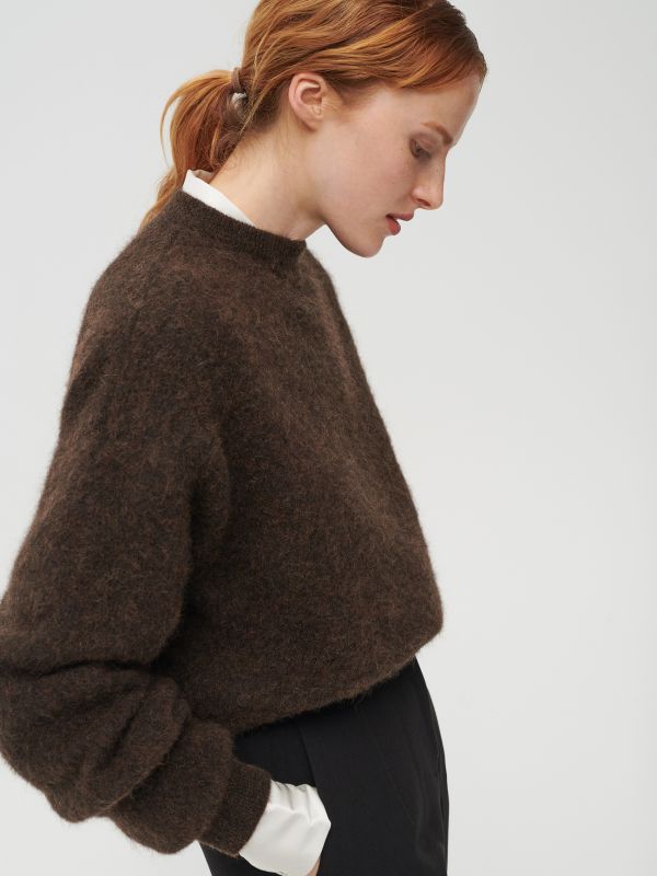 Alpaca wool blend jumper - brown - XJ748-89X - RESERVED