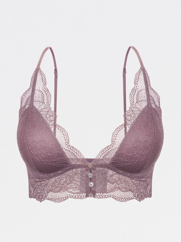 Sutien moale cu dantelă - maro - XK184-84X - RESERVED