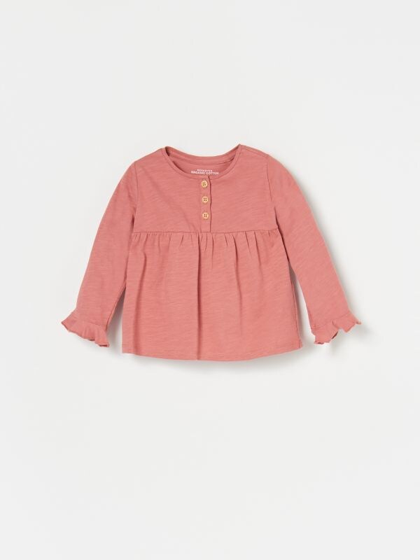 Blouse with flounced sleeves - pink - XK242-38X - RESERVED