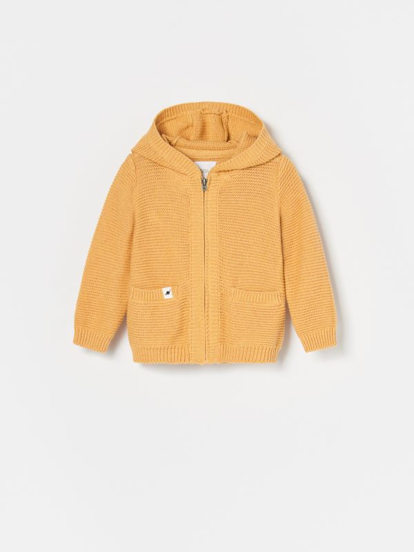 Full-zip knitted hoodie - yellow - XK537-17M - RESERVED