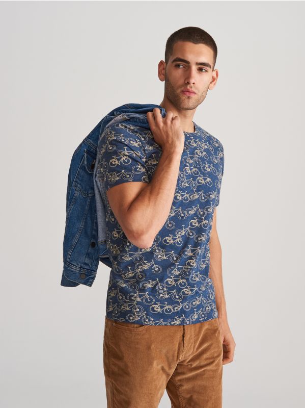T-shirt z nadrukiem - granatowy - XK597-59M - RESERVED