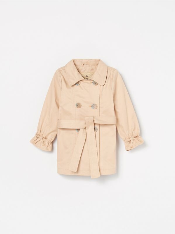 Trench coat with gathered sleeves - beige - XL245-08X - RESERVED