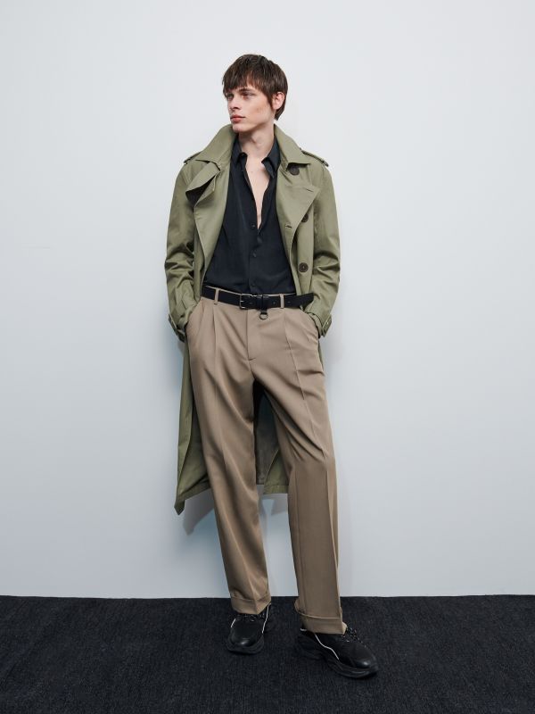 Wide leg trousers - beige - XL649-80X - RESERVED