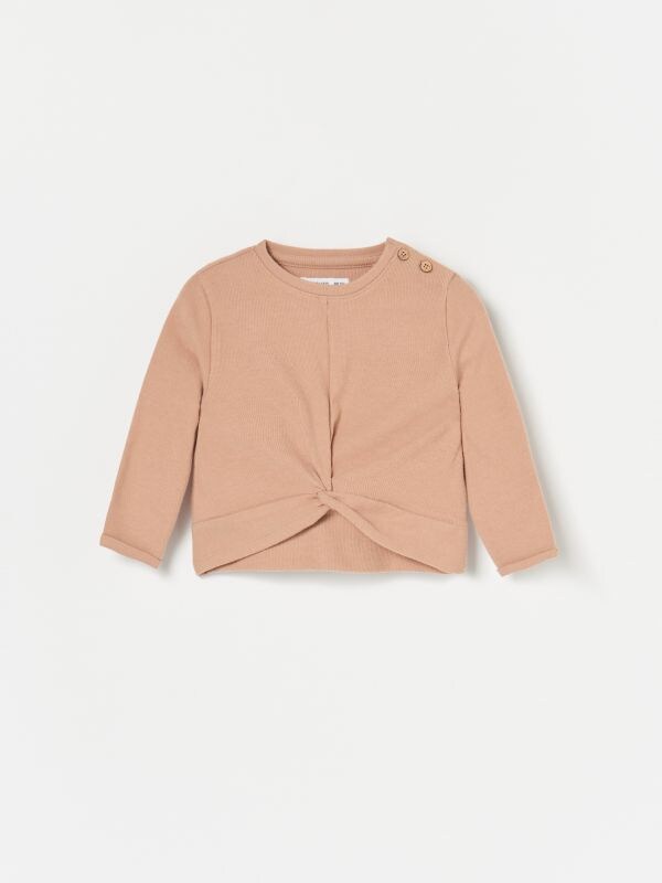 Decorative tie blouse - beige - XN445-80X - RESERVED