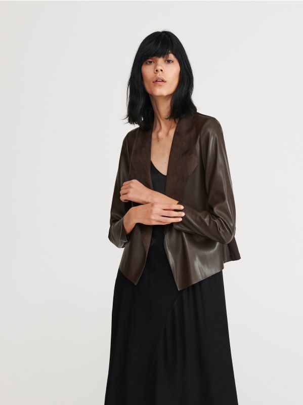 Blazer de polipiel - Marrón - XO246-88X - RESERVED