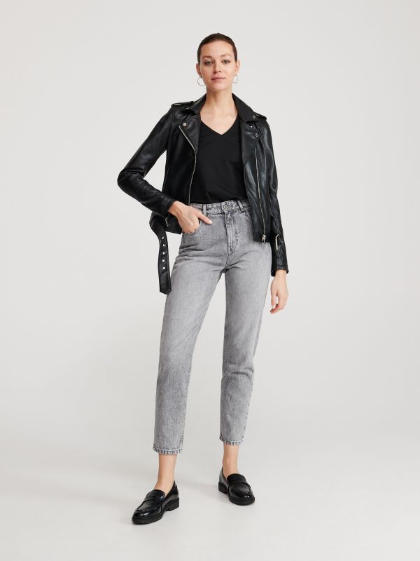 Ladies` jeans trousers - grey - XQ380-09J - RESERVED
