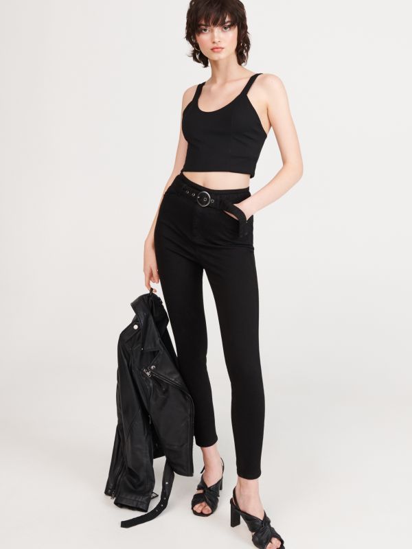 Damen hose und gürtel - schwarz - XQ951-99X - RESERVED