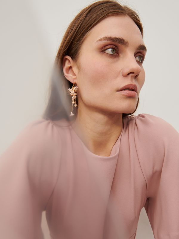 Drop earrings - pink - XR135-03X - RESERVED