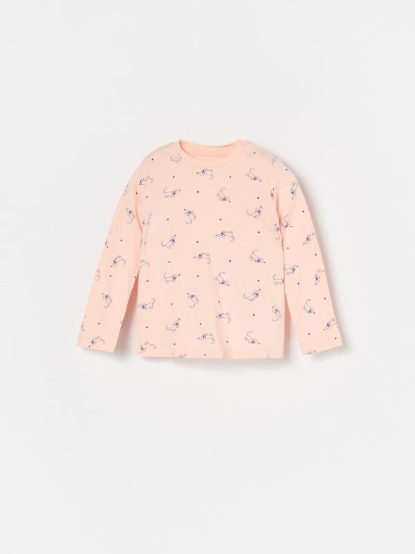 Girls` t-shirt - ivory - XR649-02X - RESERVED
