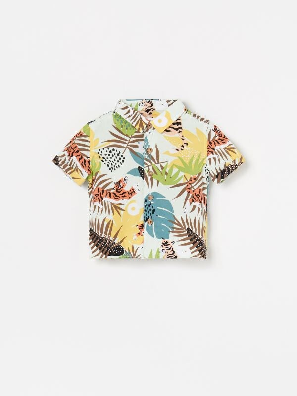 Chemise à manches courtes avec motif - Vert - XU064-07X - RESERVED