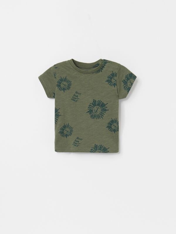 Wzorzysty t-shirt - zielony - XW161-91X - RESERVED